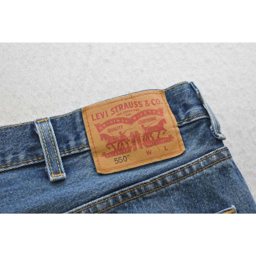 Levi's 550 Relaxed Fit Straight Blue Rugged Denim Jeans Mens Size 44 x 30